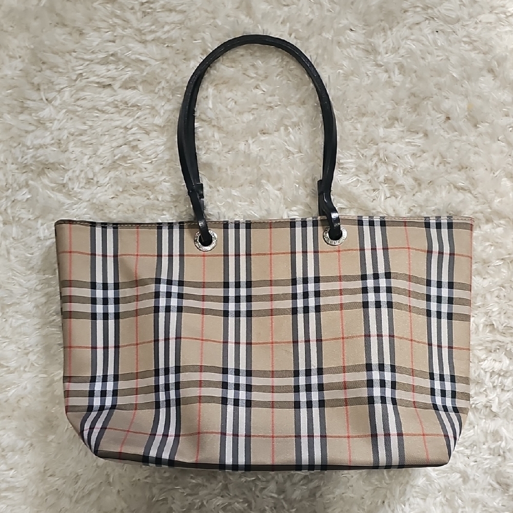 🔥Authentic Vintage Burberry Tan and Black Checkered Tote Bag